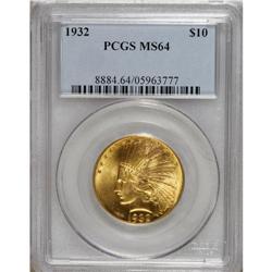 1932 $10 MS64 PCGS. The obverse of this highly lustrou