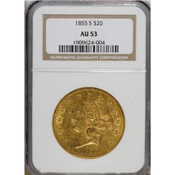 1855-S $20 AU53 NGC. The 1855-S double eagle is usuall