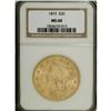 Image 1 : 1875 $20 MS60 NGC. A fully lustrous piece that exhibit