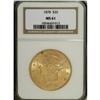 Image 1 : 1878 $20 MS61 NGC. Lightly die doubled on TWENTY, PLUR