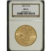 Image 1 : 1881-S $20 MS61 NGC. Vivacious luster brightens this s