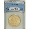 Image 1 : 1890-CC $20 AU53 ANACS. Luminous with even definition