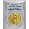 Image 3 : 1907 $20 High Relief, Flat Rim MS62 PCGS. A thin "fin,