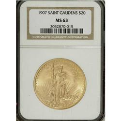1907 $20 Arabic Numerals MS63 NGC. The first year of i