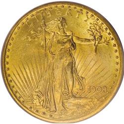 1908 $20 Motto MS64 PCGS. With a mintage of only 156,2