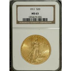 1911 $20 MS63 NGC. This lustrous lemon-gold example ha