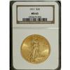 Image 1 : 1911 $20 MS63 NGC. This lustrous lemon-gold example ha