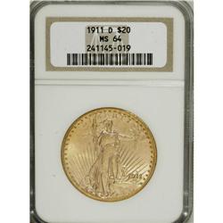1911-D $20 MS64 NGC. The Capitol building is fully str