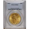 1913 $20 MS62 PCGS. A softly lustrous yellow-gold repr