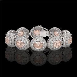 40.92 ctw Morganite & Diamond Victorian Bracelet 14K White Gold - REF-1709Y3X