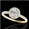Image 1 : 1.2 ctw Certified Diamond Solitaire Halo Ring 10k Yellow Gold - REF-190R9K