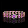 Image 2 : 15.62 ctw Amethyst & Diamond Bracelet 14K Yellow Gold - REF-254H5R