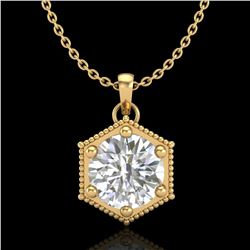 0.82 ctw VS/SI Diamond Solitaire Art Deco Stud Necklace 18k Yellow Gold - REF-218A2N