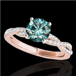 1.25 ctw SI Certified Fancy Blue Diamond Solitaire Ring 10k Rose Gold - REF-114A4N