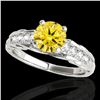 Image 1 : 1.2 ctw Certified SI/I Fancy Intense Yellow Diamond Ring 10k White Gold - REF-197A8N