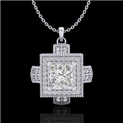 1.46 ctw Princess VS/SI Diamond Micro Pave Necklace 18k White Gold - REF-418X2A