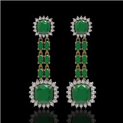 19.88 ctw Emerald & Diamond Earrings 14K Yellow Gold - REF-336R4K