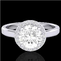 1.75 ctw Halo VS/SI Diamond Certified Micro Pave Ring 18k White Gold - REF-490M9G