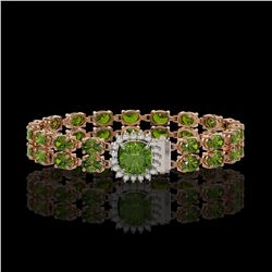 17.35 ctw Tourmaline & Diamond Bracelet 14K Rose Gold - REF-245K5Y