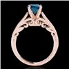 Image 2 : 1 ctw SI Certified Fancy Blue Diamond Solitaire Ring 10k Rose Gold - REF-120Y2X