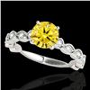 Image 1 : 1.5 ctw Certified SI/I Fancy Intense Yellow Diamond Ring 10k White Gold - REF-196G4W