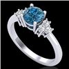 Image 1 : 1 ctw Fancy Intense Blue Diamond Engagment Ring 18k White Gold - REF-145X5A