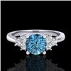 Image 2 : 1 ctw Fancy Intense Blue Diamond Engagment Ring 18k White Gold - REF-145X5A