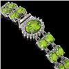 Image 3 : 18.66 ctw Peridot & Diamond Bracelet 14K White Gold - REF-254H5R