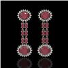 Image 1 : 10.23 ctw Ruby & Diamond Earrings 14K White Gold - REF-227R3K