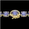 Image 1 : 32 ctw Tanzanite & VS/SI Diamond Micro Bracelet 14k Yellow Gold - REF-328R9K