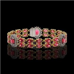 17.79 ctw Tourmaline & Diamond Bracelet 14K Yellow Gold - REF-290H5R