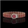 Image 1 : 31.91 ctw Ruby & Diamond Bracelet 14K Rose Gold - REF-307G8W