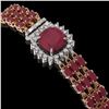 Image 2 : 31.91 ctw Ruby & Diamond Bracelet 14K Rose Gold - REF-307G8W