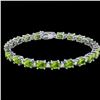 Image 2 : 19.7 ctw Peridot & VS/SI Diamond Eternity Bracelet 10k White Gold - REF-118M5G