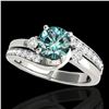 Image 1 : 1.5 ctw SI Certified Fancy Blue Diamond Bypass Ring 10k White Gold - REF-150Y2X