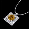 Image 2 : 1.02 ctw Intense Fancy Yellow Diamond Art Deco Necklace 18k White Gold - REF-143F6M