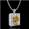 Image 3 : 1.02 ctw Intense Fancy Yellow Diamond Art Deco Necklace 18k White Gold - REF-143F6M