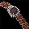 Image 2 : 25.08 ctw Garnet & Diamond Bracelet 14K Rose Gold - REF-281N8F