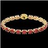 Image 2 : 17.25 ctw Pink Tourmaline & Diamond Micro Bracelet 14k Yellow Gold - REF-218X2A