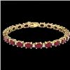 Image 2 : 23.5 ctw Ruby & VS/SI Certified Diamond Eternity Bracelet 10k Yellow Gold - REF-143R6K