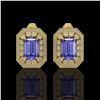 Image 1 : 11.25 ctw Tanzanite & Diamond Victorian Earrings 14K Yellow Gold - REF-672H8R