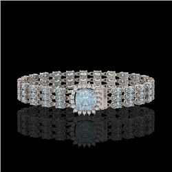 23.78 ctw Aquamarine & Diamond Bracelet 14K White Gold - REF-306Y9X