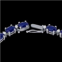 35 ctw Sapphire & VS/SI Diamond Certified Eternity Necklace 10k White Gold - REF-231N8F