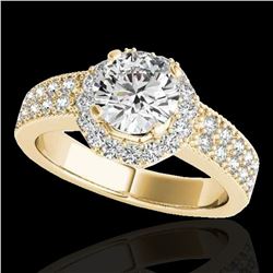1.4 ctw Certified Diamond Solitaire Halo Ring 10k Yellow Gold - REF-204R5K
