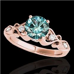 1.15 ctw SI Certified Fancy Blue Diamond Antique Ring 10k Rose Gold - REF-117A3N