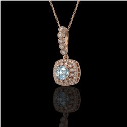 2.25 ctw Aquamarine & Diamond Victorian Necklace 14K Rose Gold - REF-81W3H