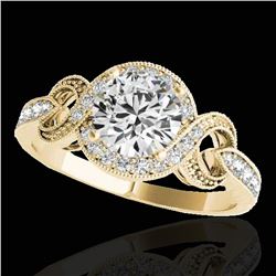 1.33 ctw Certified Diamond Solitaire Halo Ring 10k Yellow Gold - REF-190W9H