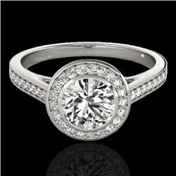 1.3 ctw Certified Diamond Solitaire Halo Ring 10k White Gold - REF-197M8G