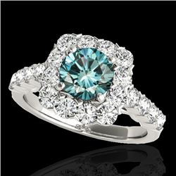2.5 ctw SI Certified Fancy Blue Diamond Solitaire Halo Ring 10k White Gold - REF-170N5F