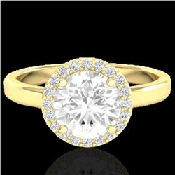 1.75 ctw Halo VS/SI Diamond Certified Micro Pave Ring 18k Yellow Gold - REF-490W9H